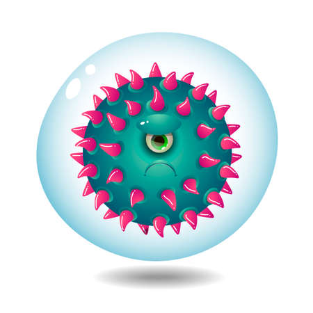 One-eyed evil microbe on a white backgroundのイラスト素材