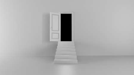3d render door with steps with alpha channelの写真素材