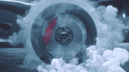 3d render Drift wheels with smoke sport carsの写真素材