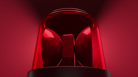 3d render red emergency flasher with volume light