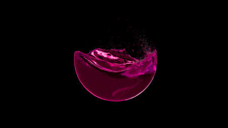 3d render water with waves splashing inside the ball on a black backgroundの写真素材