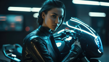 A girl in a futuristic costumeの写真素材