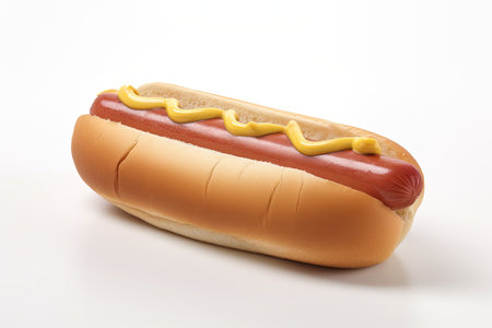 Hot dog on a white backgroundの写真素材