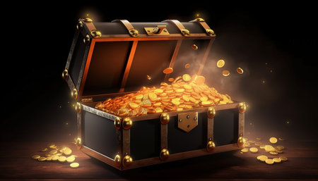 Treasure chest with gold coins