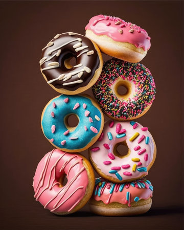 Composition of six different donutsの写真素材