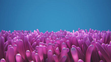 3d render of pink algae anemones swaying underwater
