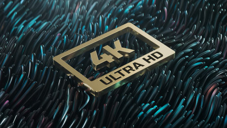 3d render Golden logo 4k ultra hd on an abstract seaweed backgroundの写真素材