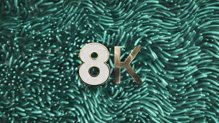 3d render Golden logo 8k on an abstract seaweed backgroundの写真素材