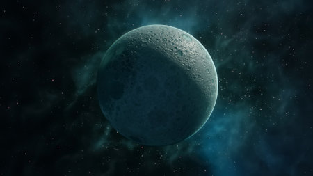 A Stunning Visual Portraying an Enigmatic Planet Set Deep Within the Vastness of Cosmic Spaceの写真素材