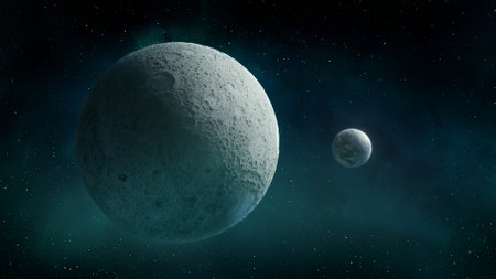 A Distant Notable Planetary System Set Amidst Twinkling Stars in the Vast Universeの写真素材