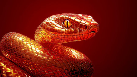 The Stunning Golden Scales of an Enigmatic Serpentine Creature Captivate the Imaginationの素材