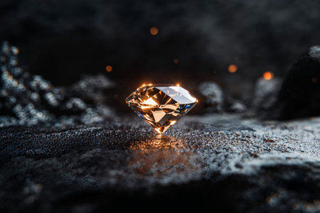 A Shimmering Golden Diamond Resting on a Dark Background That Captivates Every Onlookerの素材