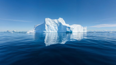 A Majestic Iceberg Towering High in the Crystal Clear, Pristine, Deep Blue Waters of the Oceanの素材