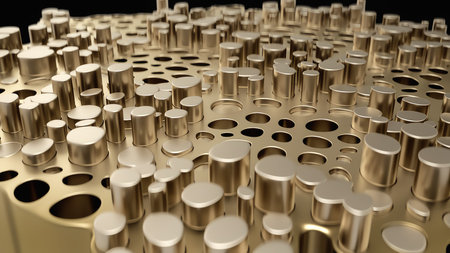 Abstract Golden Structure featuring intricate Cylindrical Patterns that captivate the senses