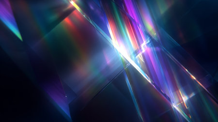 Exploring Abstract Light Reflections Alongside Colorful Fractals Within a Dark Spaceの素材