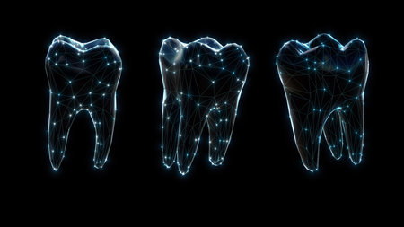 Futuristic Tooth Structure 3D Digital Dental Visualizationの写真素材