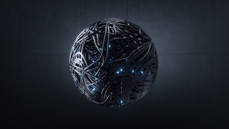 Hightech monitoring apparatus, Futuristic wirewrapped device with luminous elements