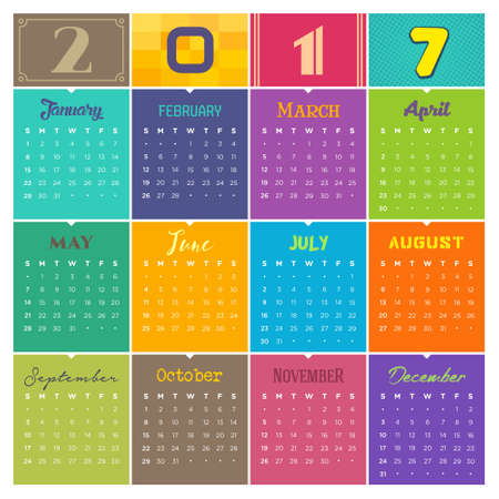 Colorful calendar 2017のイラスト素材