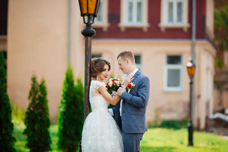 wedding couple, beautiful young bride and groom,の写真素材