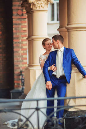 happy romantic young couple celebrating their marriageの写真素材