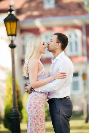 Loving couple walking in the city. Lvivの写真素材