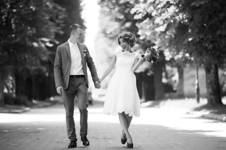 wedding couple, beautiful young bride and groom,の写真素材