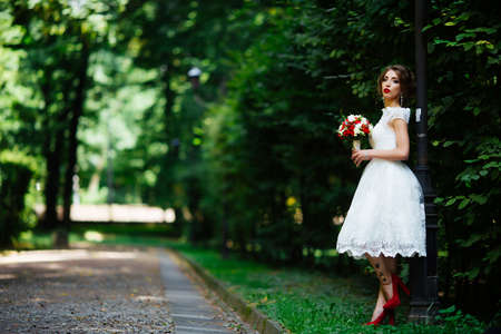 wedding couple, beautiful young bride and groom,の写真素材
