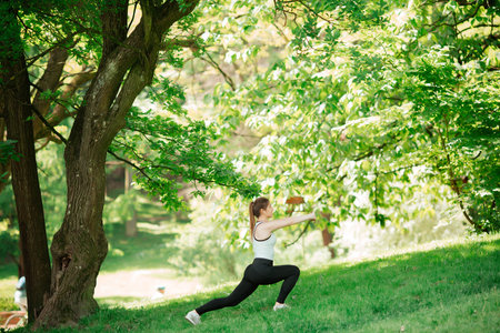 The girl is engaged in sports, a healthy lifestyle.
