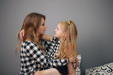 Mothers Day. mom teaches daughter to do makeup