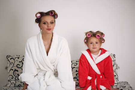 Emotions. Happy loving family. Mother and daughter spend time together at home.の写真素材