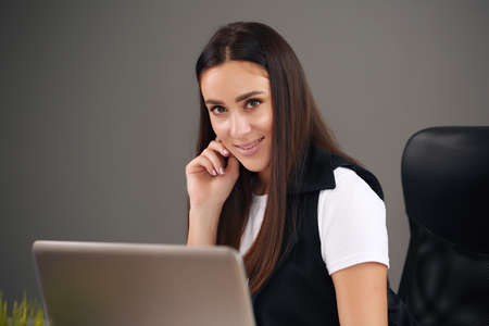 Business woman Pretty female model. Confident professional office worker.の写真素材