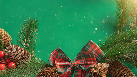 green Christmas background with fir branches with a place for text , the concept of Christmas ,...