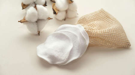 reusable cotton makeup remover discs and caring for natureの写真素材