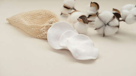 reusable cotton makeup remover discs and caring for natureの写真素材