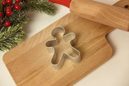 ginger cookies, gingerbread man , making christmas cookies , christmas conceptの写真素材