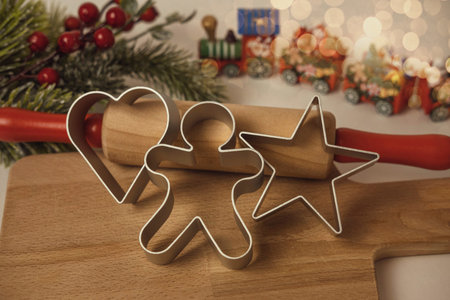 ginger cookies, gingerbread man , making christmas cookies , christmas conceptの写真素材