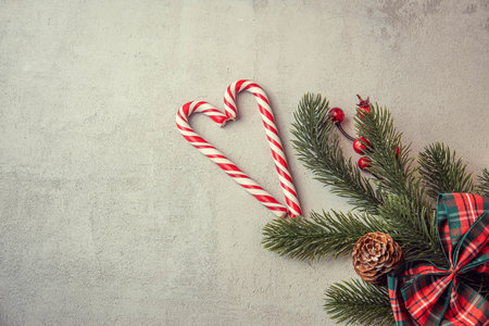 hearts made of caramel red and green sticks , the concept of Christmas and Christmas sales, Valentines Dayの写真素材