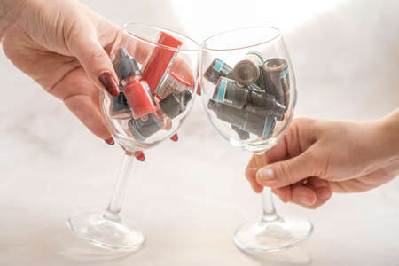 tubes with pigments for permanent makeup on a light backgroundの写真素材
