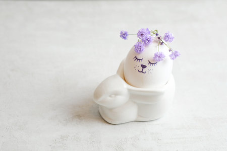 easter composition on a light concrete background, easter concept