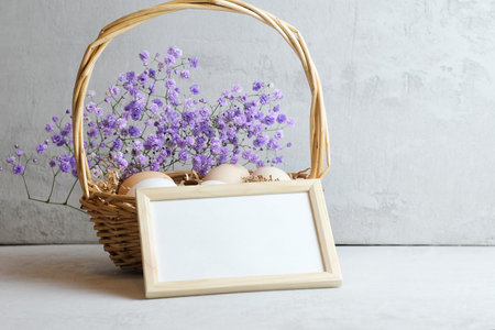 easter composition on a light concrete background, easter concept