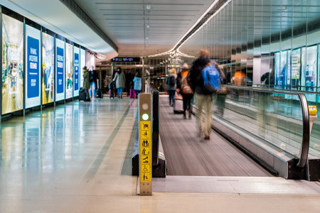 Dublin, Ireland â€“ January 2019 Dublin airport, people rushing for their flights, long...