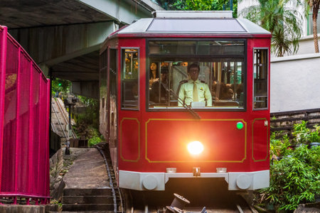 Hong Kong, March 2013 Tourist tram at the Victoria Peak in Hong Kong island, popular tourist...