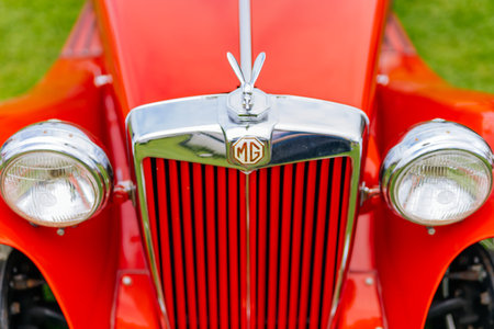 Bray, Ireland, June 2018 Bray Vintage Car Club show, open air retro cars display. Close up on...