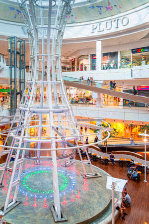 Szczecin, Poland June 2019 People in Galeria Galaxy, modern shopping mall featuring fashion stores, restaurants, cafes, cinemas and bowlingのeditorial素材