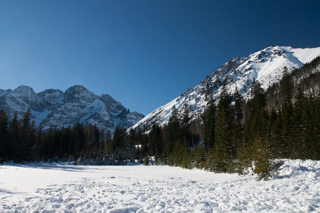 Beautiful view of snowy mountainsの写真素材