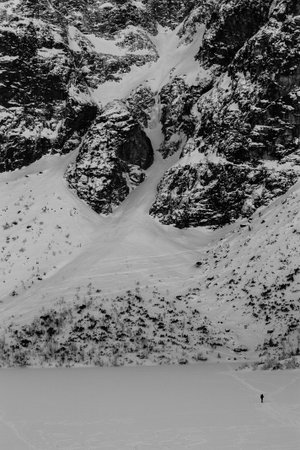 Beautiful view of snowy mountainsの写真素材