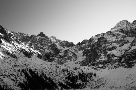 Beautiful view of snowy mountainsの写真素材