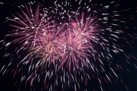 fireworks show at midnight on New Year's Eveの写真素材