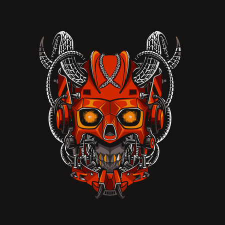 Mecha Head Old Illustration Vectorのイラスト素材