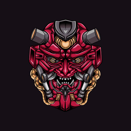 Angry Mecha Head Mascot Illustration Artのイラスト素材